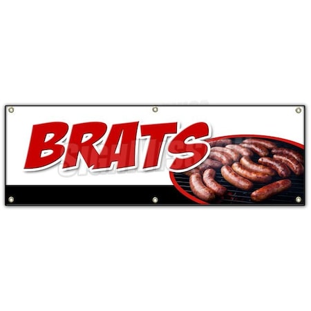 Signmission BRATS BANNER SIGN bratwurst beer wisconsin cheese grilled battered B-72 Brats